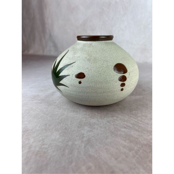 Tonala Pottery Vase Peppers Cactus Hand Painted Signed Mexico Boho Western - Picture 4 of 10